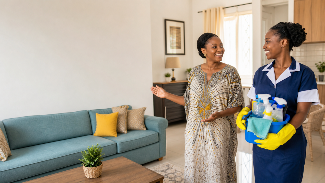 A homeowner speaking with a trusted home service professional